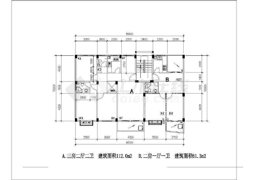 一套多层住宅户型图纸标注详实