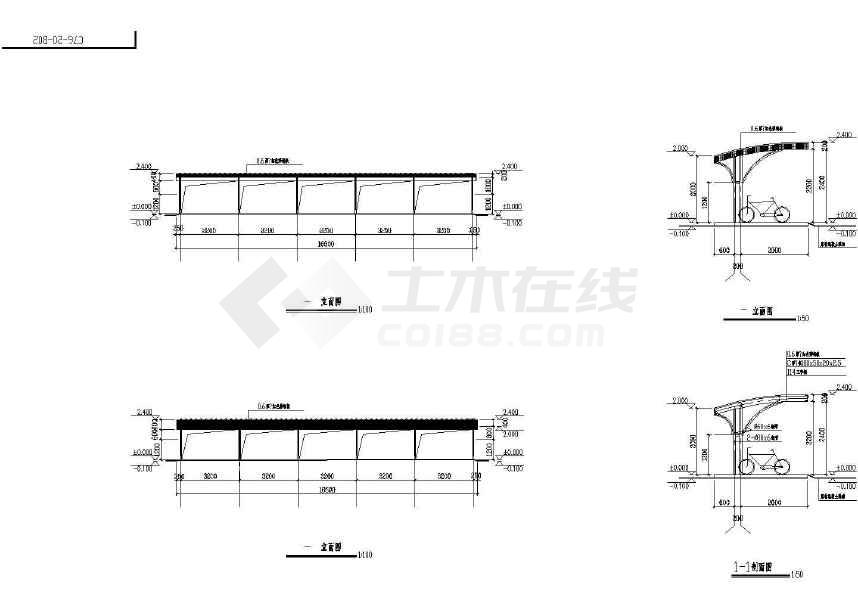 一套简单的自行车棚建筑及结构施工图