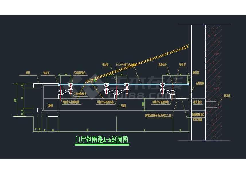 一套比较简单的钢结构雨篷结构施工图