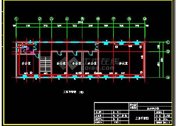 三层办公楼建筑设计以及全套采暖系统设计cad平面图