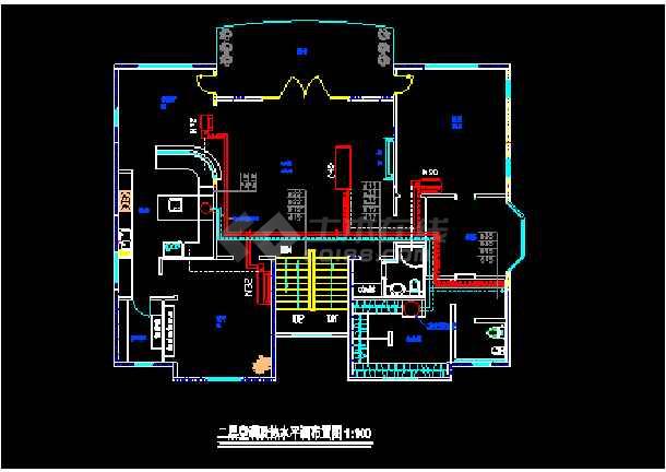 别墅燃气空调设计及管道cad平面施工图