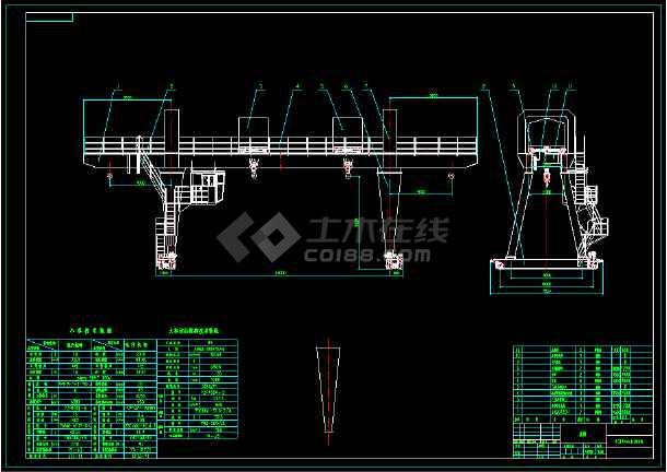 某建筑常用10吨龙门吊cad图纸