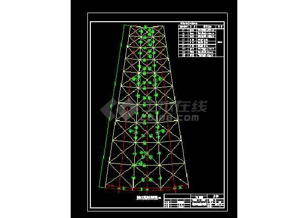 某三角烟囱塔架结构cad施工设计图 图片2