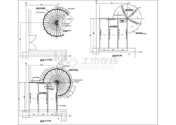 某钢结构圆形楼梯设计cad详细施工图
