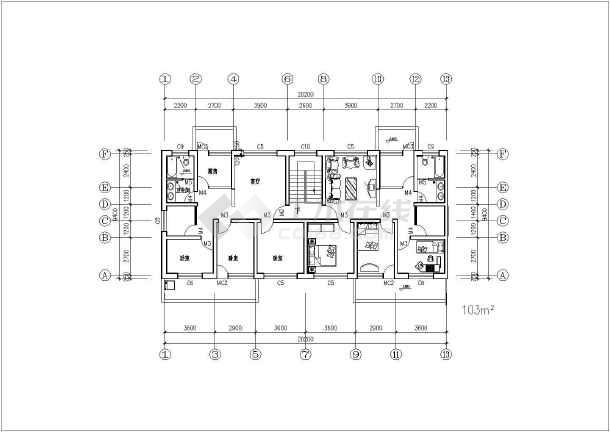 住宅楼户型标准层cad平面设计图