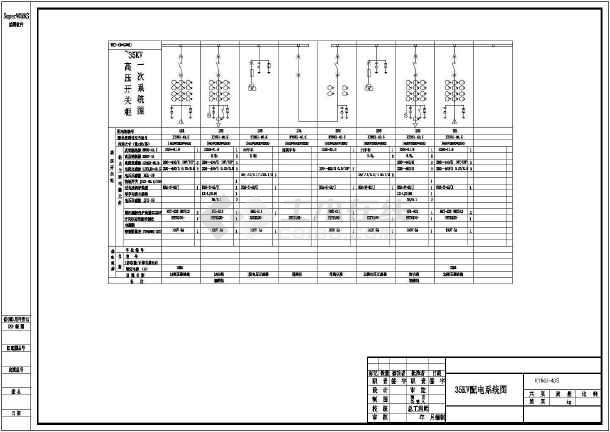 某35kv配电室kyn61型高压柜设计cad电气原理图接线图