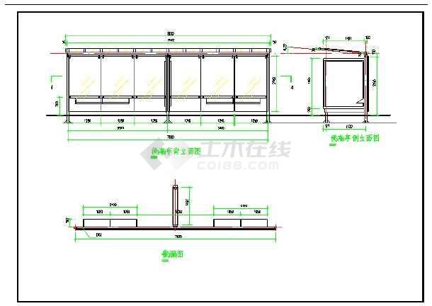 某地大型公交车亭建筑cad设计图