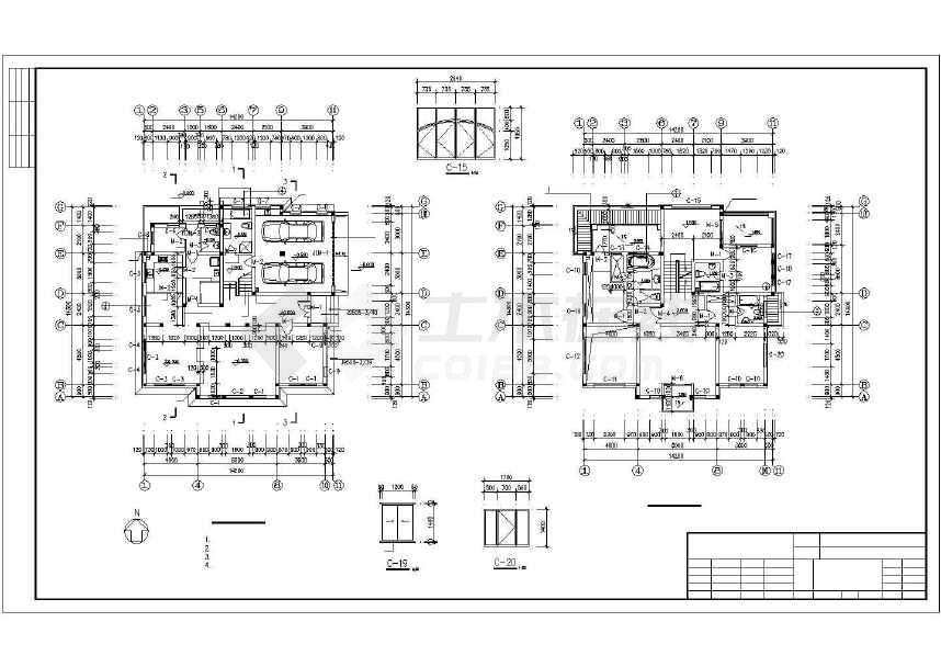 比较完整的一套别墅建筑施工图(标注详细)