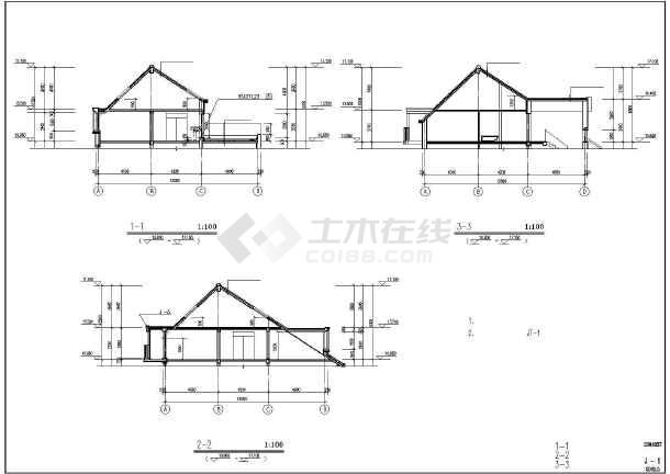 某多层坡屋顶部分建筑cad设计图纸