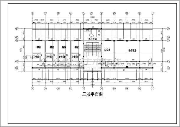 某地区四层水库办公楼建筑设计cad施工图