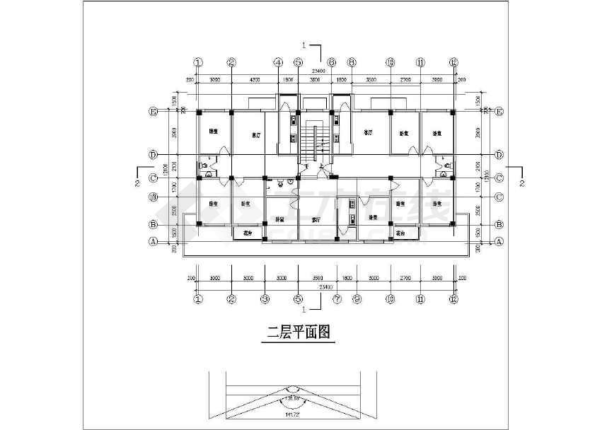 某地三层住宅楼底层商业建筑设计图