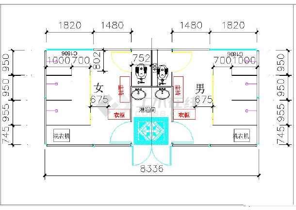 施工现场临建独立淋浴间布置cad图图片1