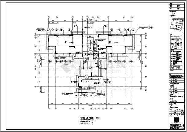 某高层剪力墙结构点式对称布局住宅建筑施工图
