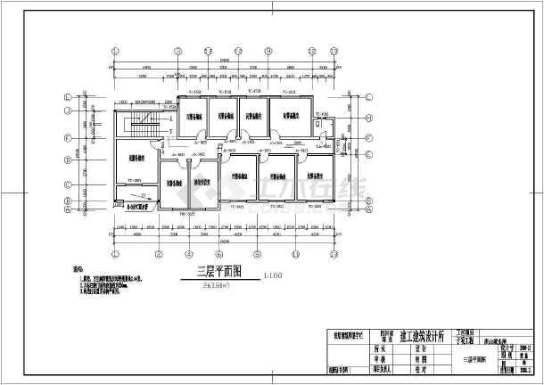 本图纸为三层欧式办公楼建筑设计图,内容包括:二层平面图,屋面平面图