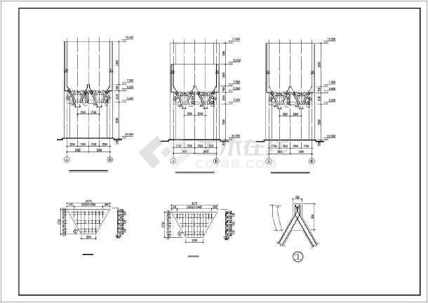 方形料仓框架建筑结构施工图