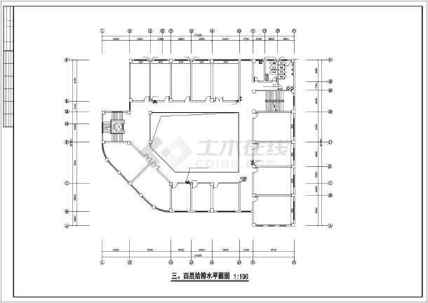 [江西]技工学校办公楼图书馆等全套建筑给排水施工图