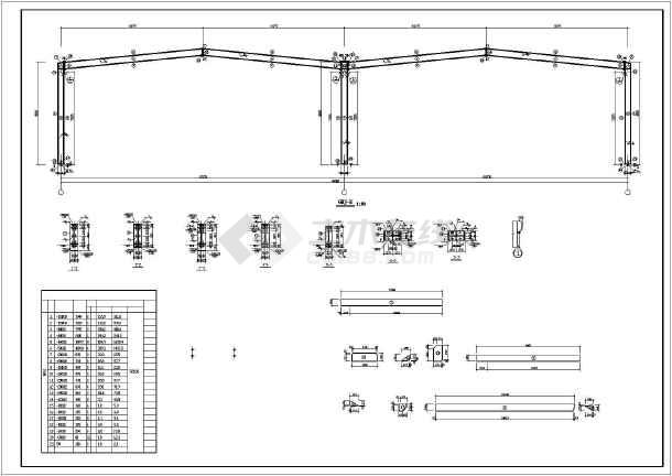 某跨度22米钢结构厂房结构设计图(6度抗震)