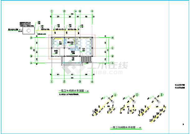 某村创3a景区旅游公厕建设工程给排水设计图纸(砖混结构,地上1层,建筑