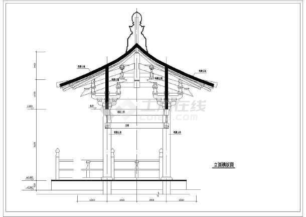 单檐亭子框架结构规划cad套图