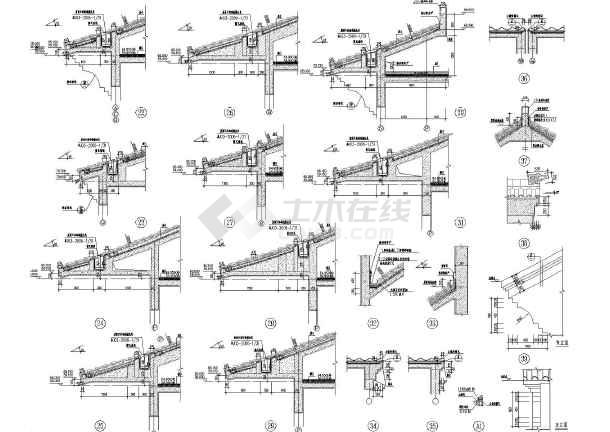 坡屋顶细部构造节点cad布置图_通用节点详图_土木在线