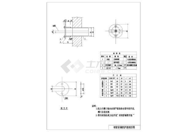 电缆穿人防墙密闭管大样图