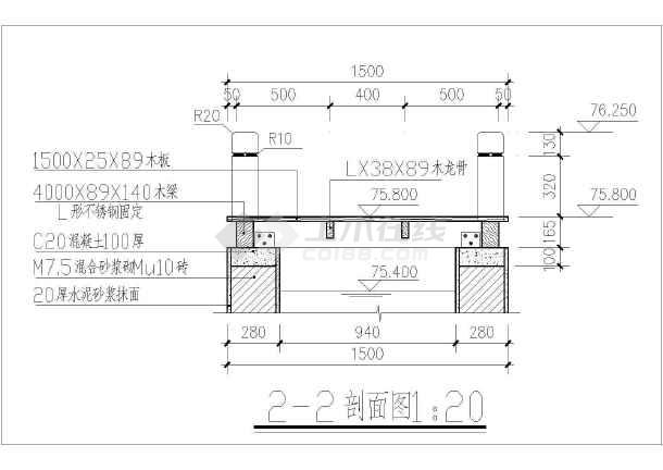 木栈道观景桥施工cad图全套