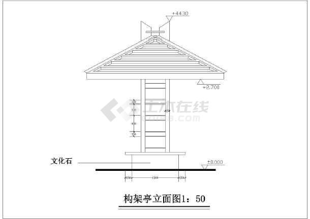 四角休闲亭建筑设计施工图