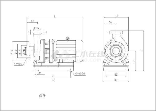 水泵cad图纸含各种外形基础尺寸示意-图七