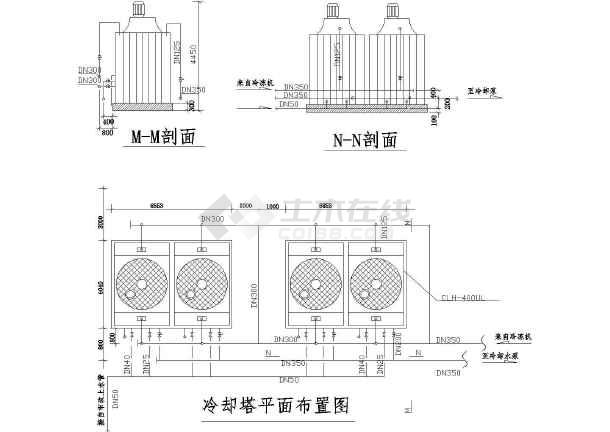 某地区冷却塔平面布置电气施工图-图一