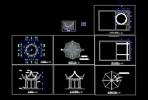 cad八角亭建筑图