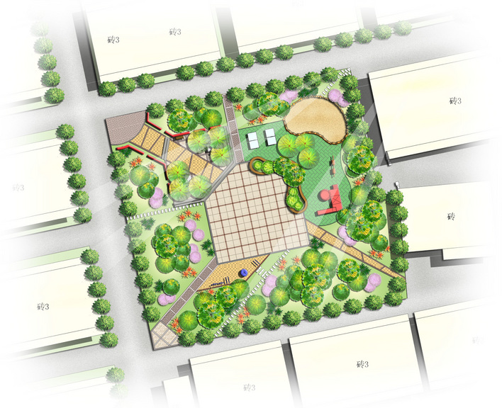 安徽省博物馆广场景观改造工程 居住区广场绿化景观设计图 某地游乐园