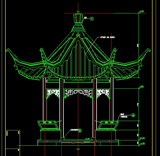 比较常用的六角亭的景观设计施工图