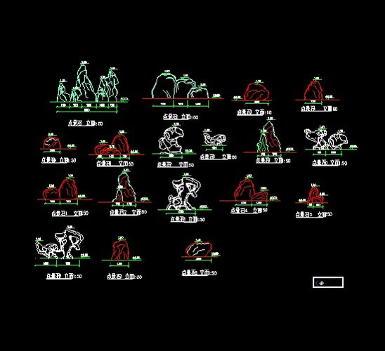 景石cad立面施工图_园林景观_土木在线