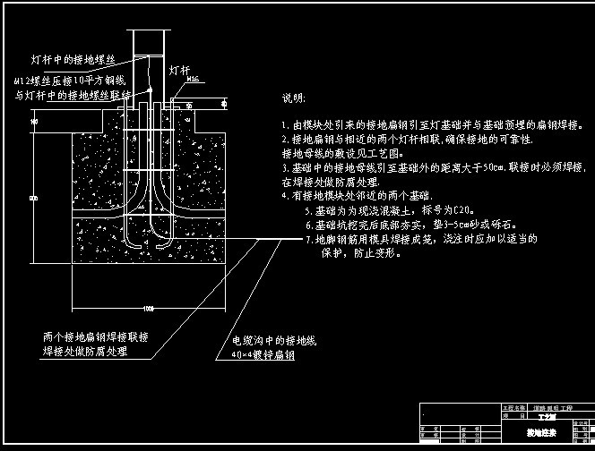 路灯基础接地做法