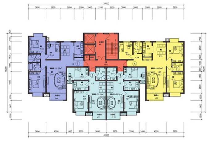 一梯四户,一梯三户户型图