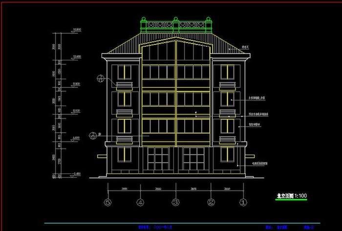 5层住宅楼建筑图,包括平立剖以及楼梯图和节点大样