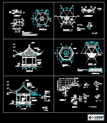 小区六角亭施工图