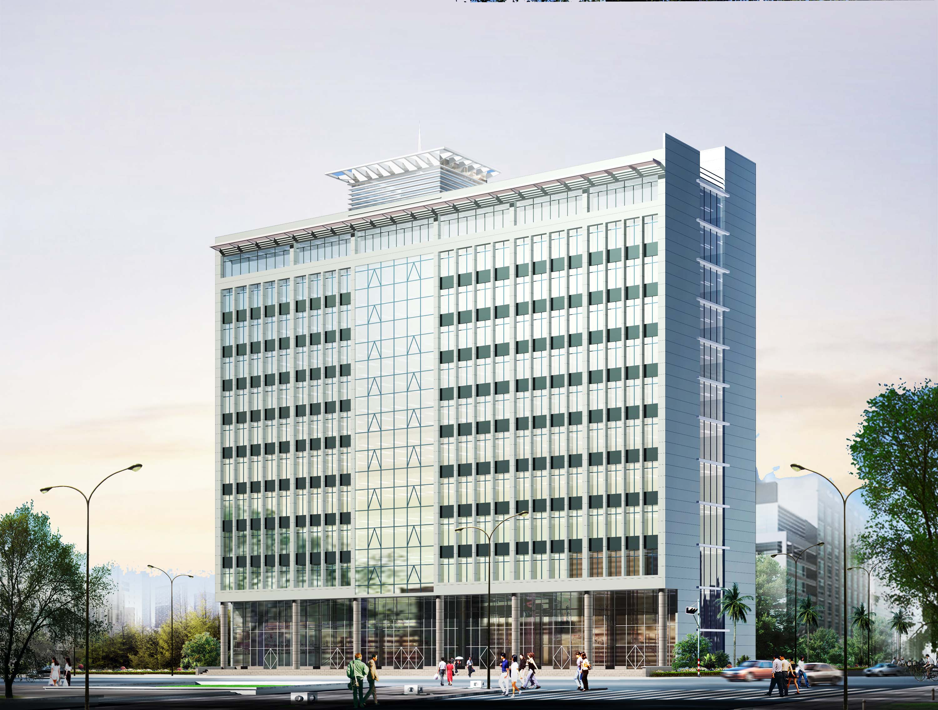 现代多层办公楼3dmax 模型下载-光辉城市