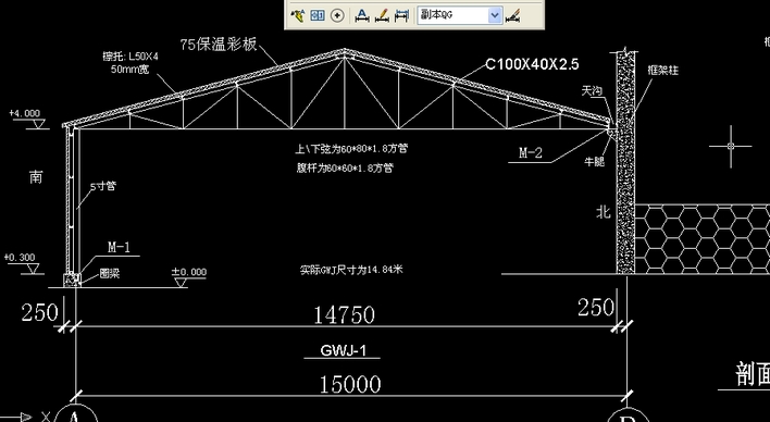 某三角形钢屋架排架结构厂房建筑设计施工图