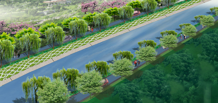 河道改造绿化效果图