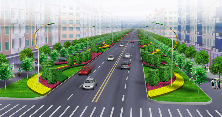 城市道路绿化带效果