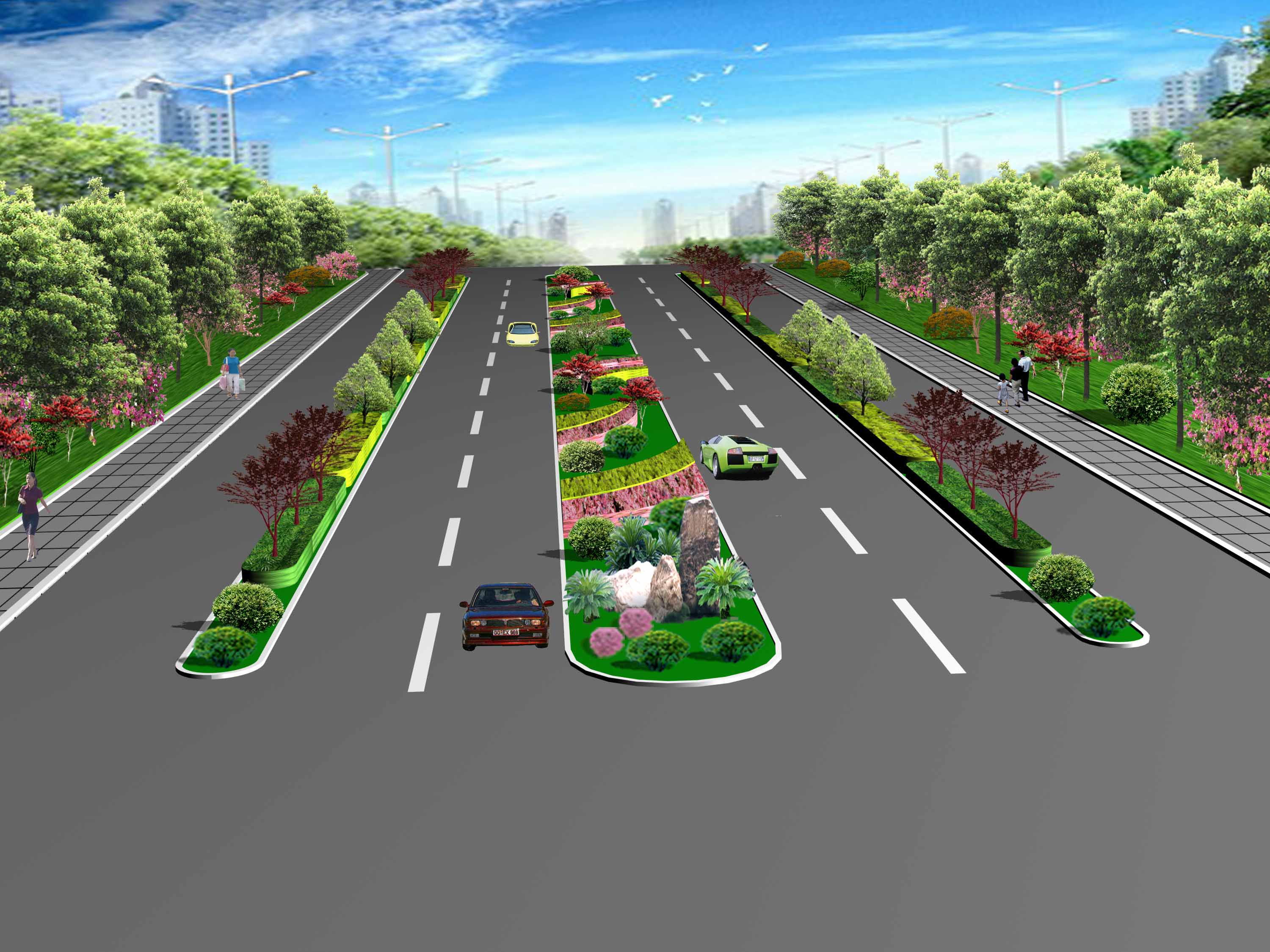 线性景观，市政绿化带景观设计|空间|景观设计|liangxiaoskp - 原创作品 - 站酷 (ZCOOL)