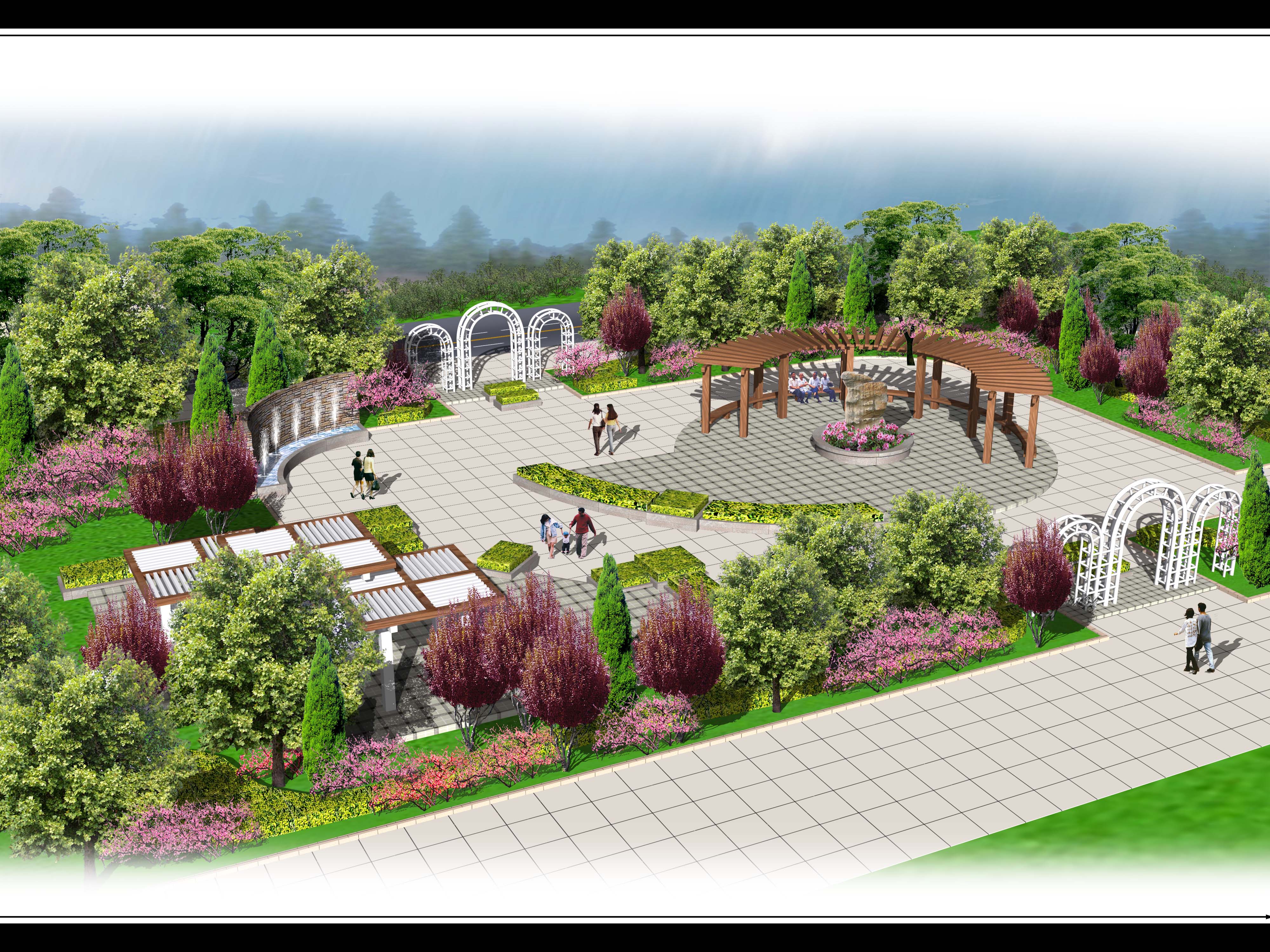 小广场景观设计,大学校园广场,半圆形广场景观_大山谷图库