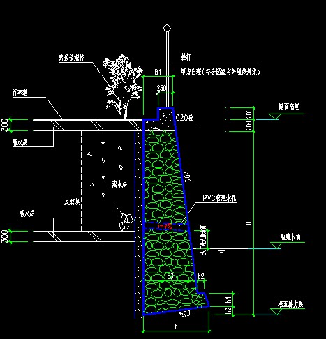 毛石挡土墙结构大样施工图单张
