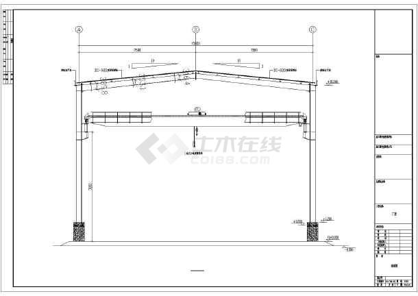 15米跨度门式钢结构厂房结构cad施工图(说明