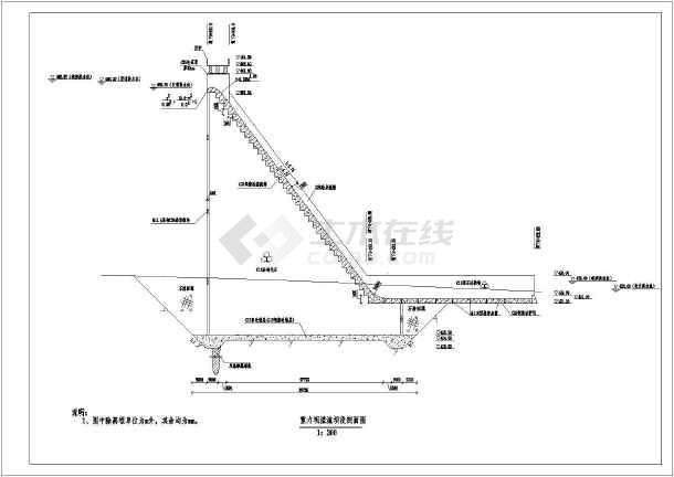 某37m高溢流重力坝结构布置及结构钢筋图图片2