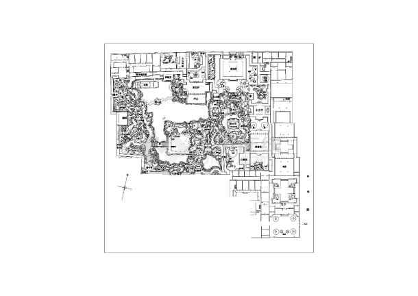 江苏苏州园林之狮子林园林绿化方案图    图纸内容,一张平面图,有