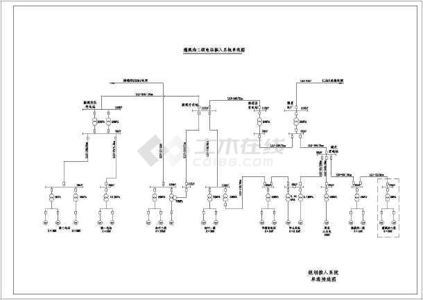 某地蒲溪沟二级电站规划接入系统单线图_cad图纸下载