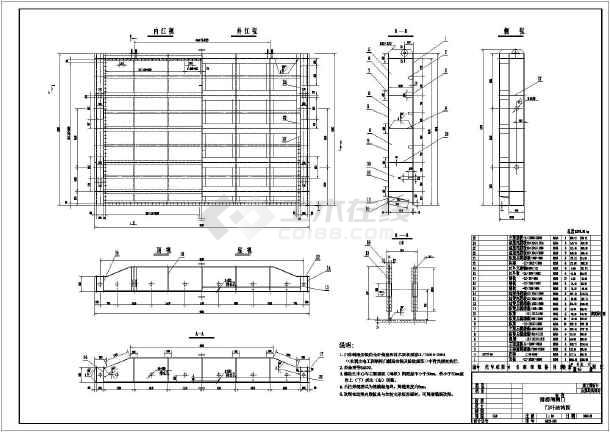 技施阶段某排涝水闸6×8m钢闸门结构图