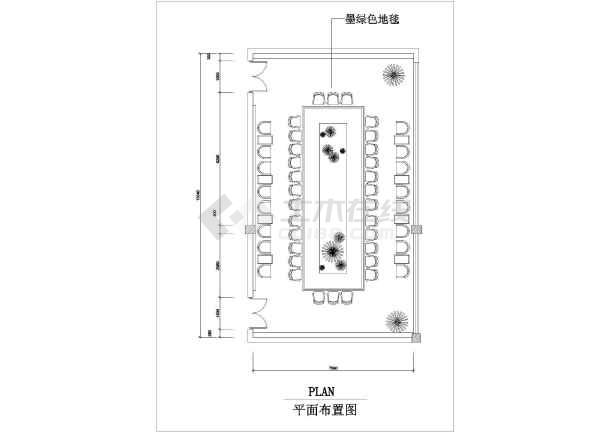 常用的几种小型会议室室内装修设计方案,图纸包括会议室平面布置图和